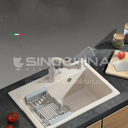 Oat-colored quartz sink single sink kitchen dish basin single basin YMB001